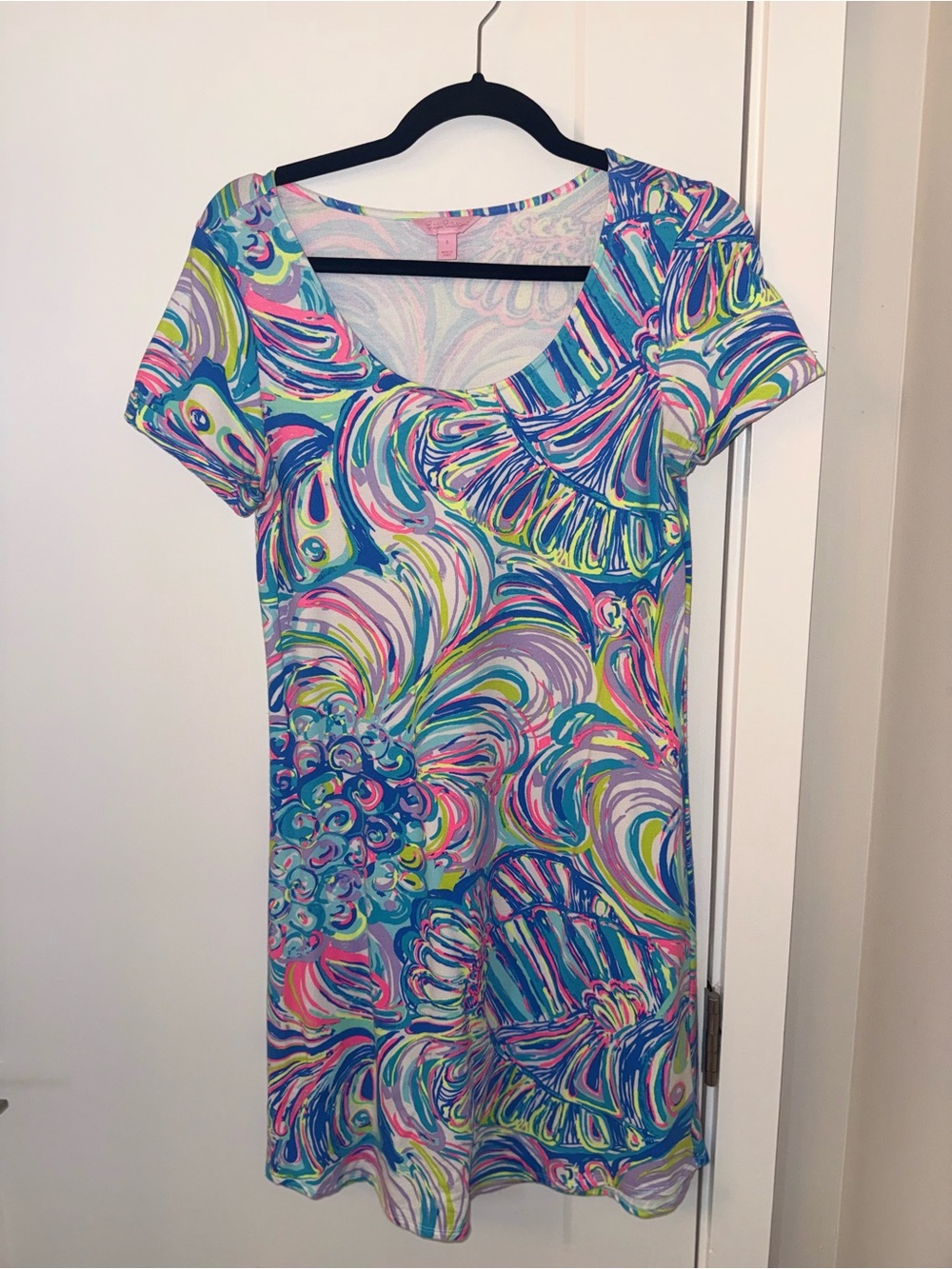 Lilly Pulitzer Tammy Dress Multi Gillty Pleasure Swirl Print Dress Size S 💚🩵💙💙🩷💜